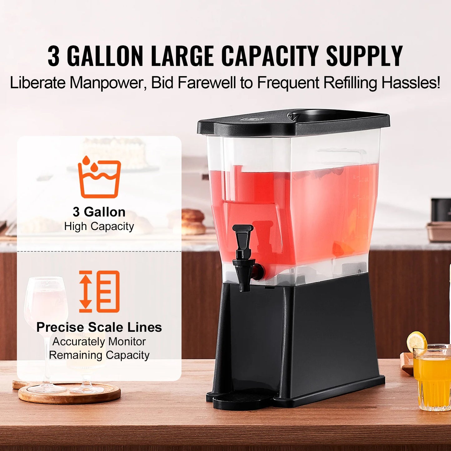 SucceBuy Beverage Dispenser 3 Gallon With Stand And Spigot