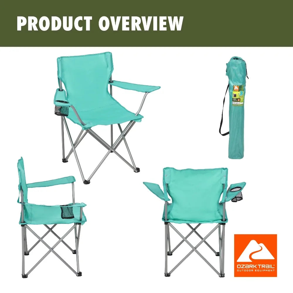 Ozark Trail Quad Folding Outdoor Camp Chair With Cup Holder