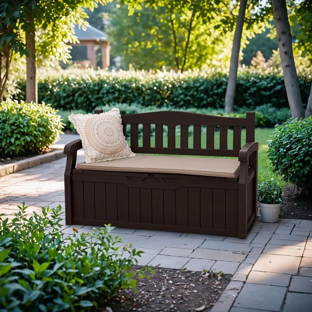 Lockable Storage Bench Deck Box For Patio Furniture Outdoor