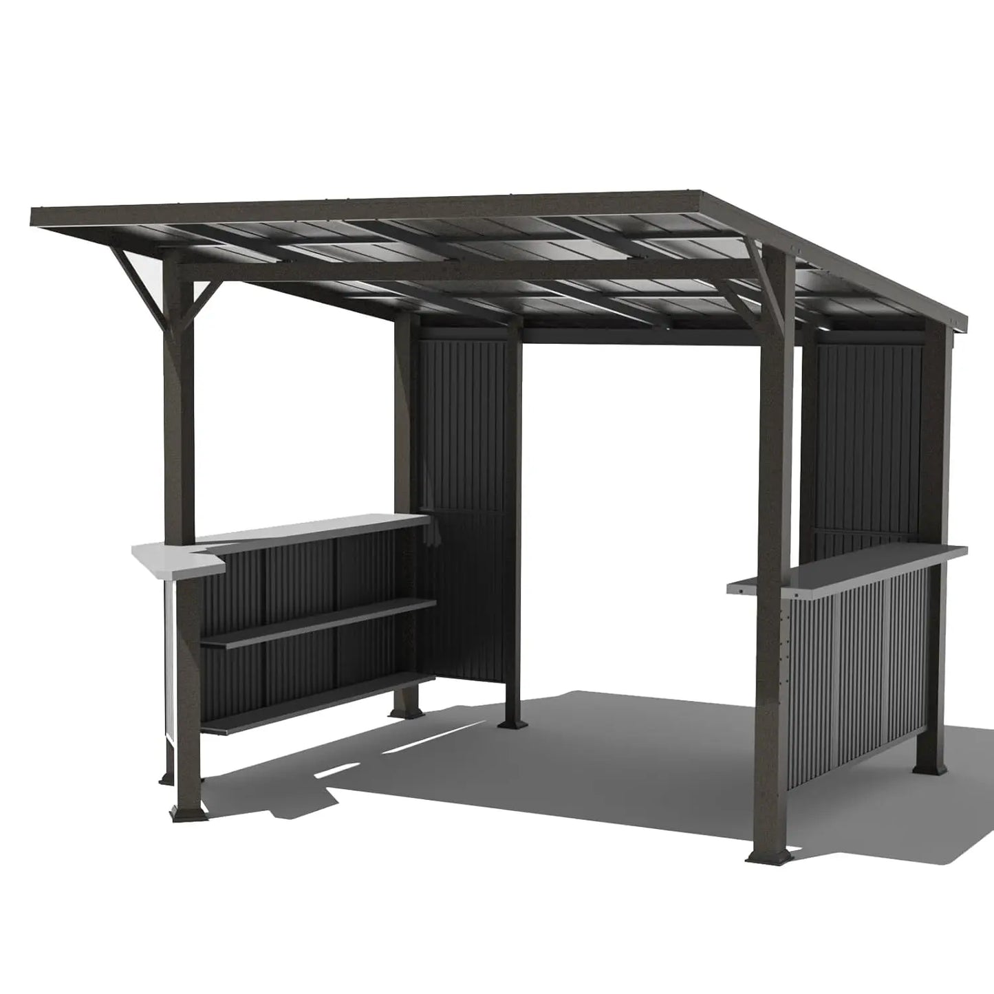 Grill Gazebo With Galvanized Steel Canopy Storage Shelves Privacy Screen