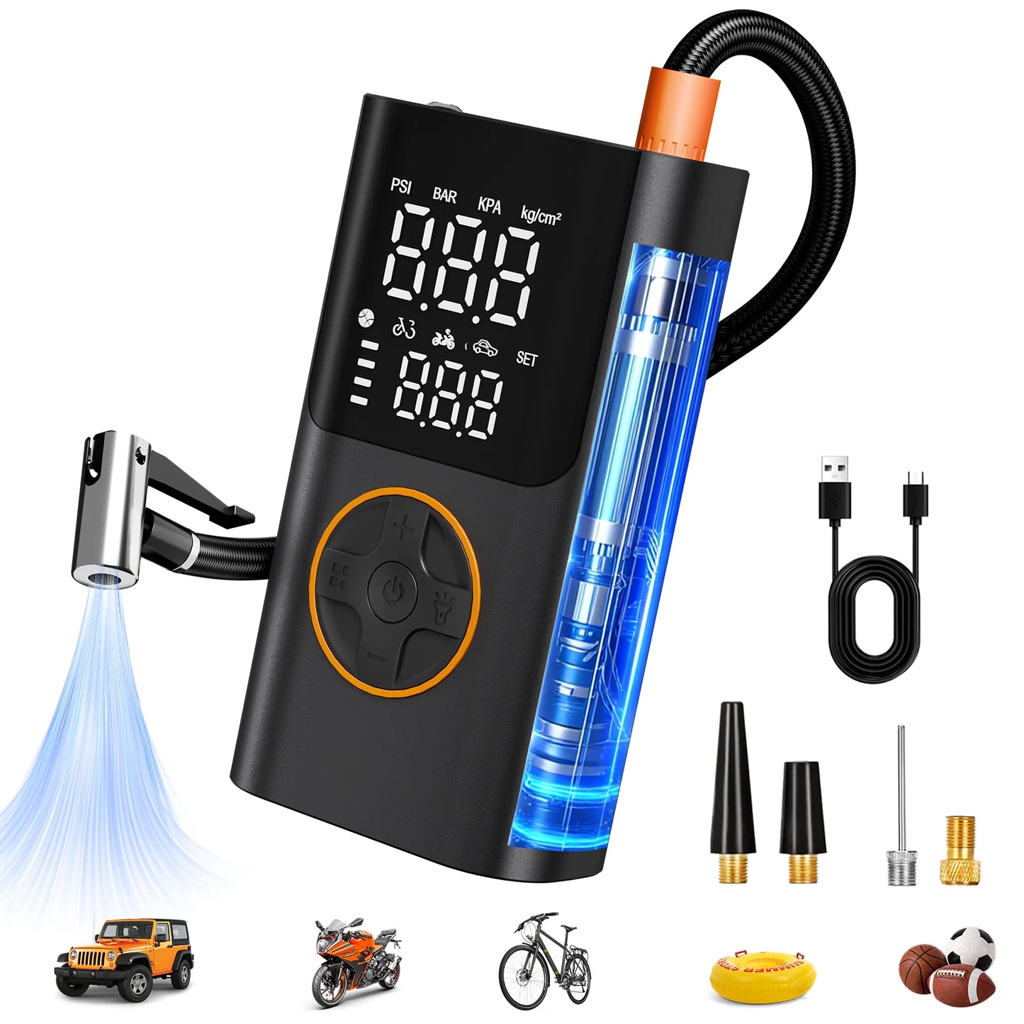 Wireless Air Pump 150 PSI Portable Tire Inflator With USB