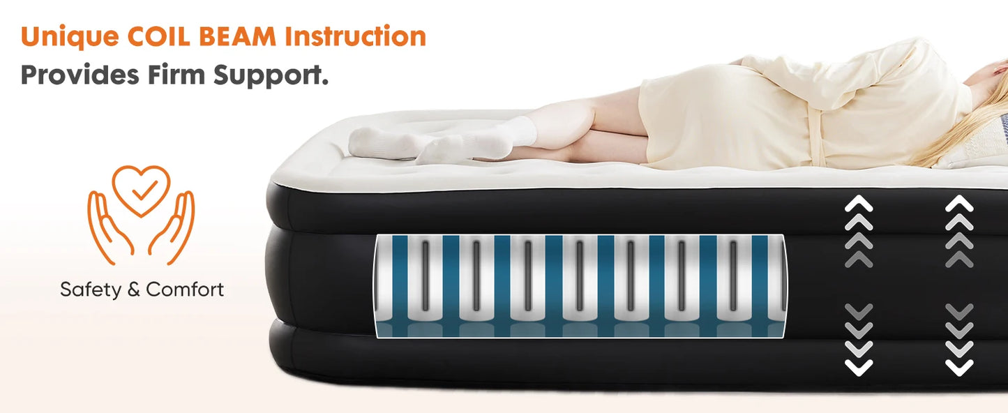 JHK Air Mattress Double Height With Non Slip Bottom