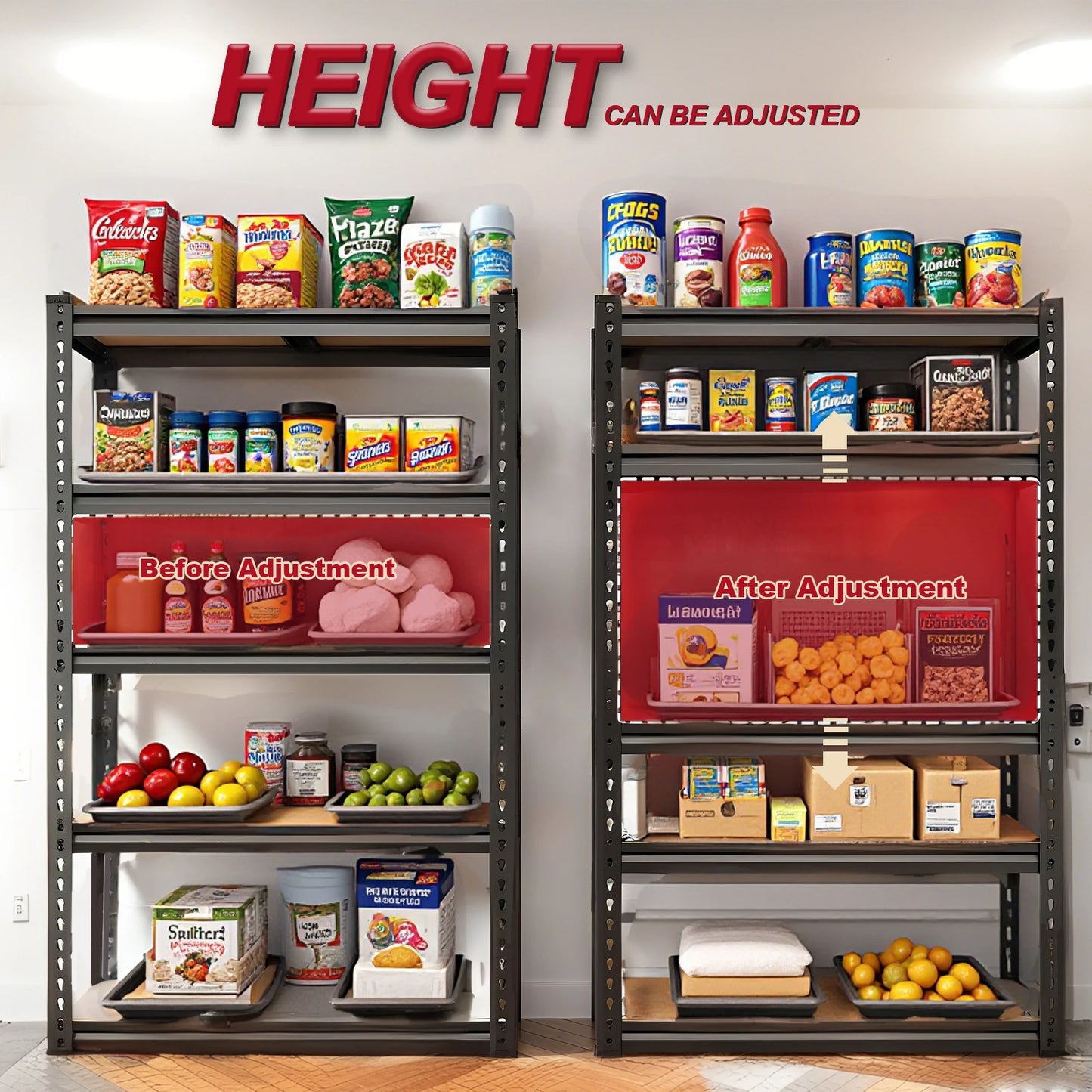 Heavy Duty 5 Tier Adjustable Garage Shelving 2000 Lbs Capacity