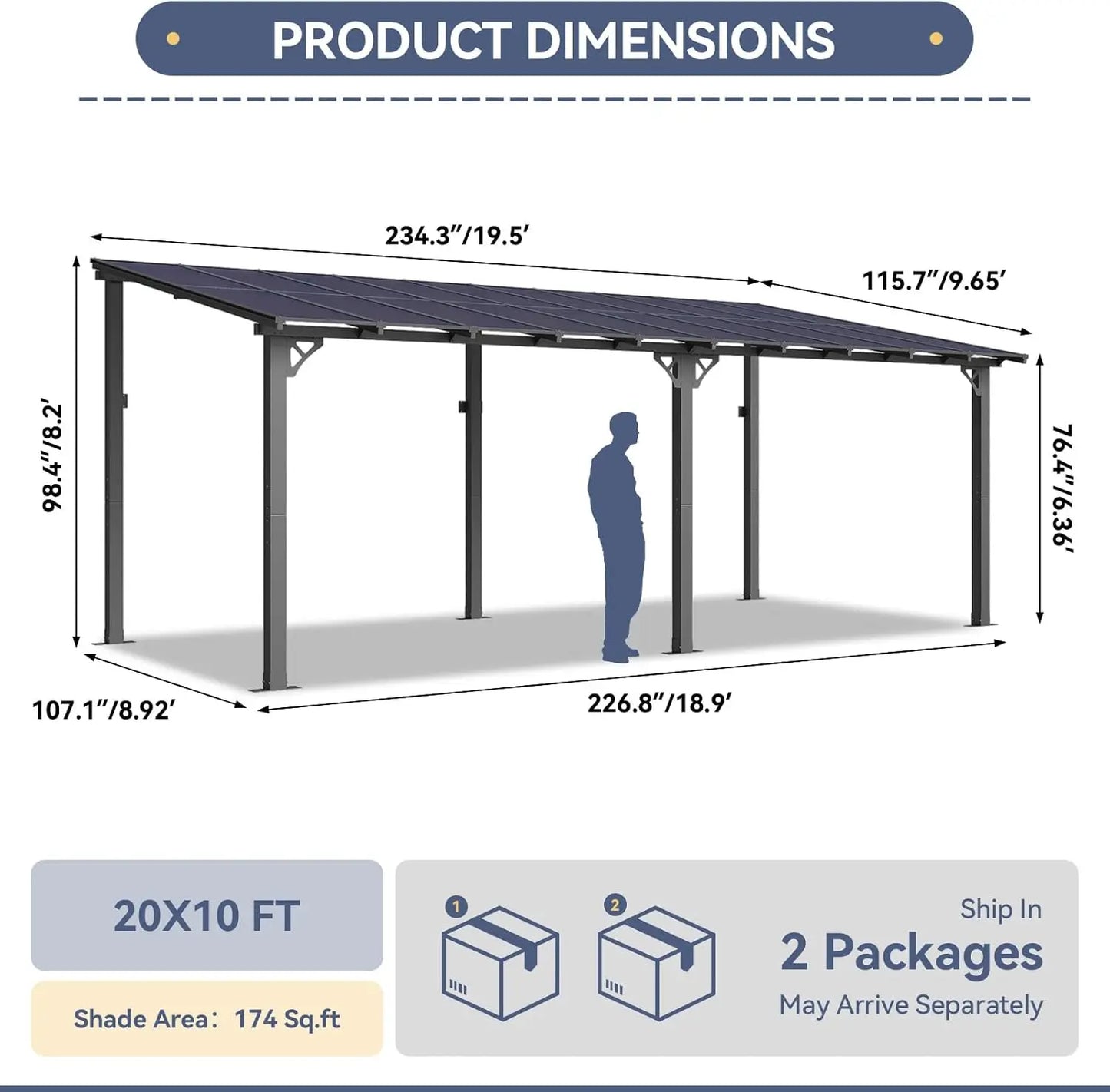 Lean To Gazebo With Aluminum Frame And Polycarbonate Roof