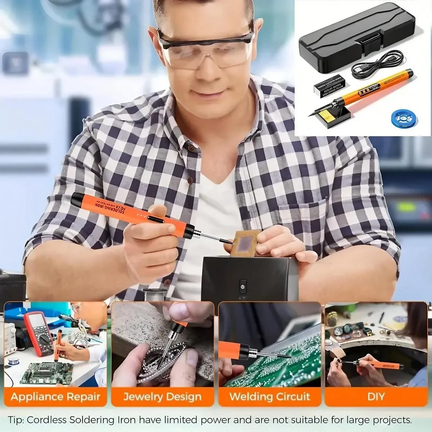 USB Rechargeable Mini Soldering Iron Wireless Pen Type C Charging Control
