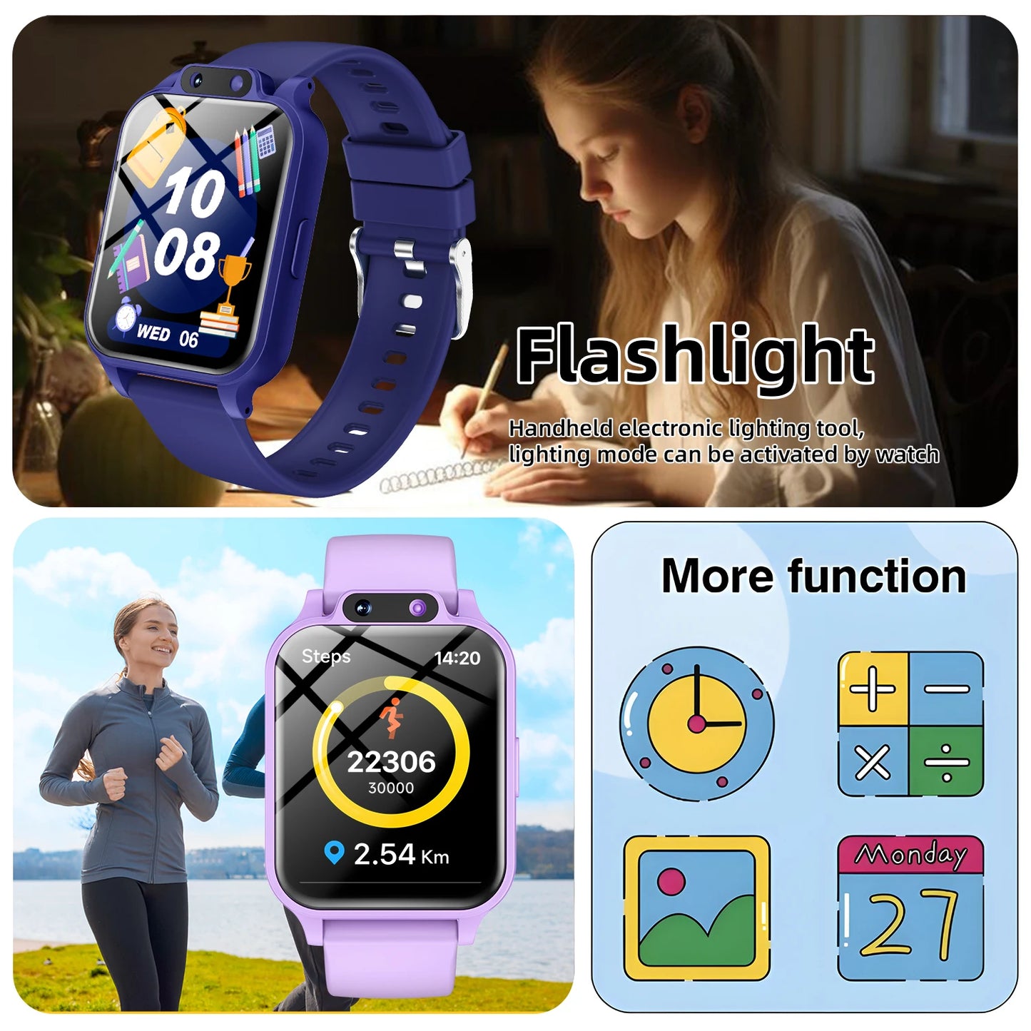 SIMSONLAB Kids Smartwatch With HD Camera Stopwatch And 18 Games