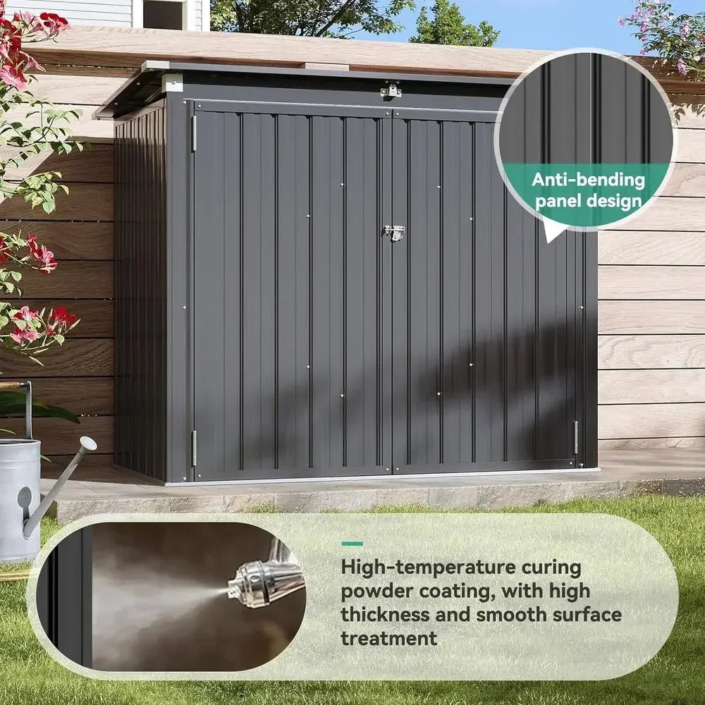 Enhanced Metal Outdoor Storage Shed for Trash Cans and Tools