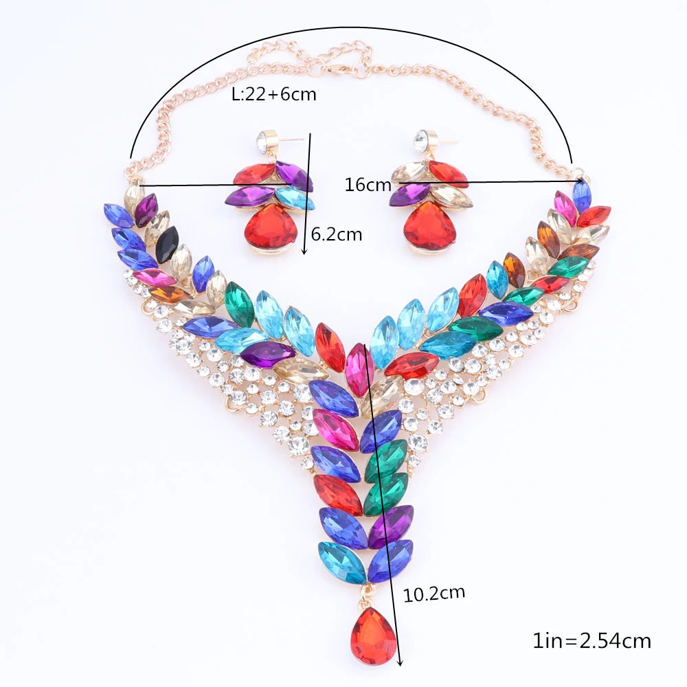Austrian Crystal Bridal Necklace And Earring Jewelry Set