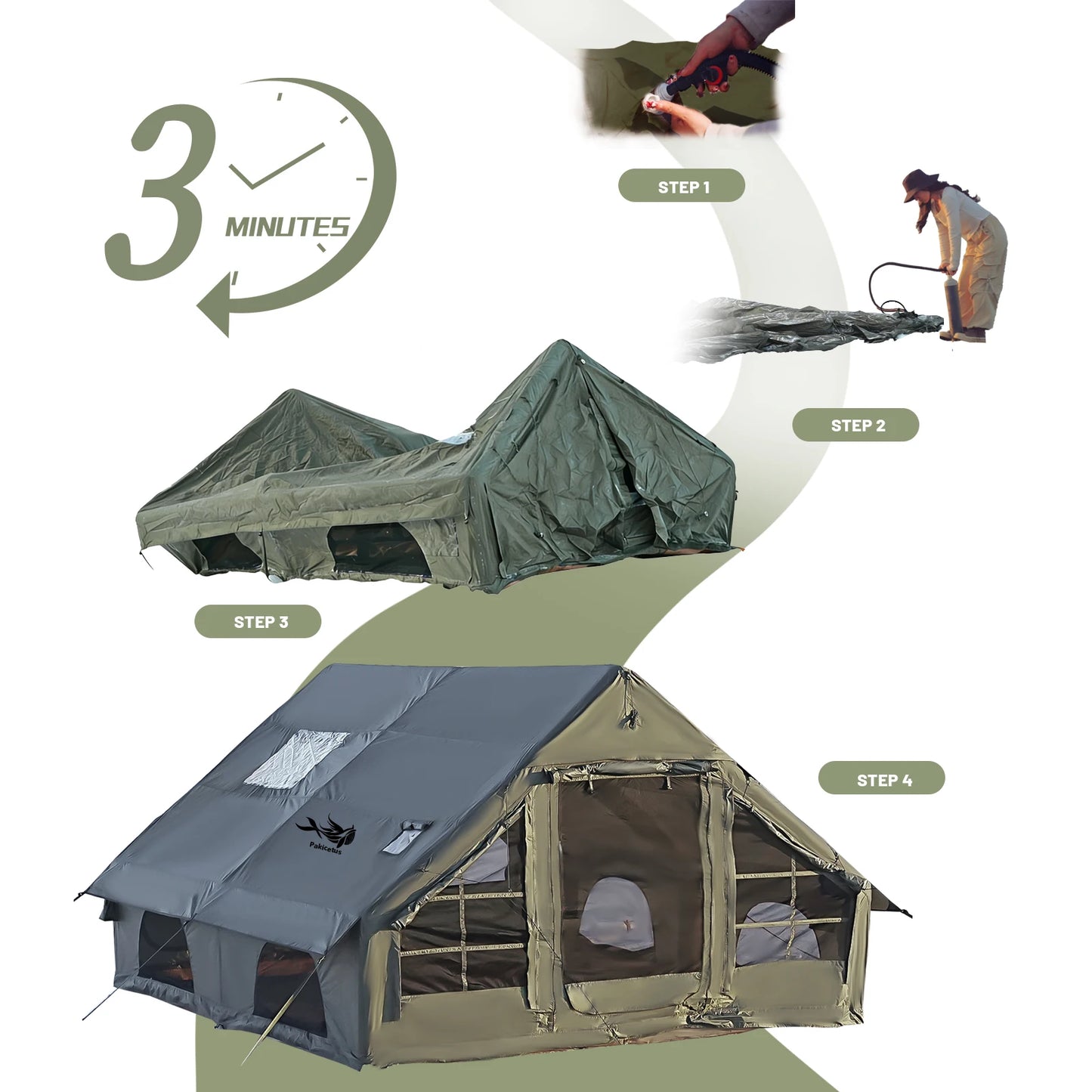 Inflatable Quick Setup Camping Tent Waterproof Family Portable Air Tent