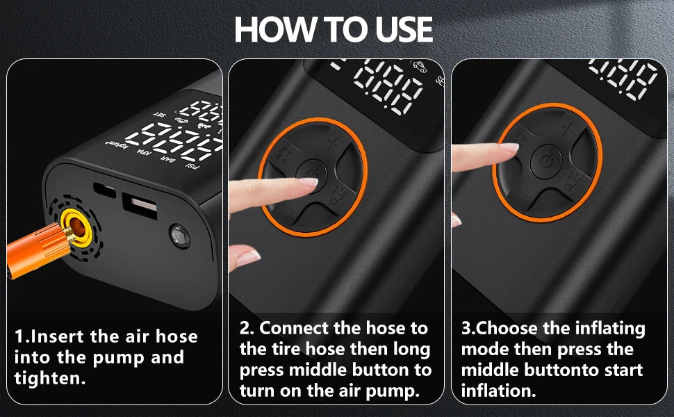 Wireless Air Pump 150 PSI Portable Tire Inflator With USB