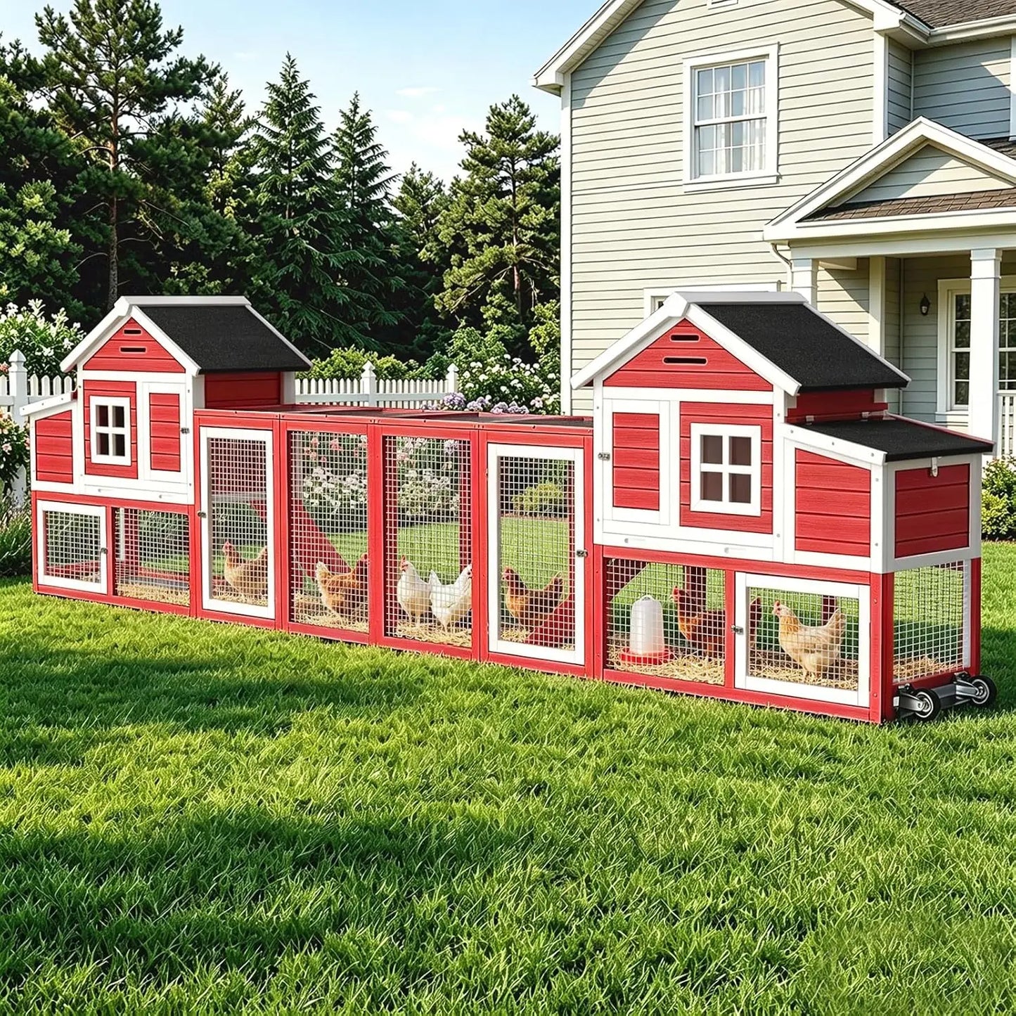 Mobile Chicken Coop With Run And Wheels Weatherproof Roof
