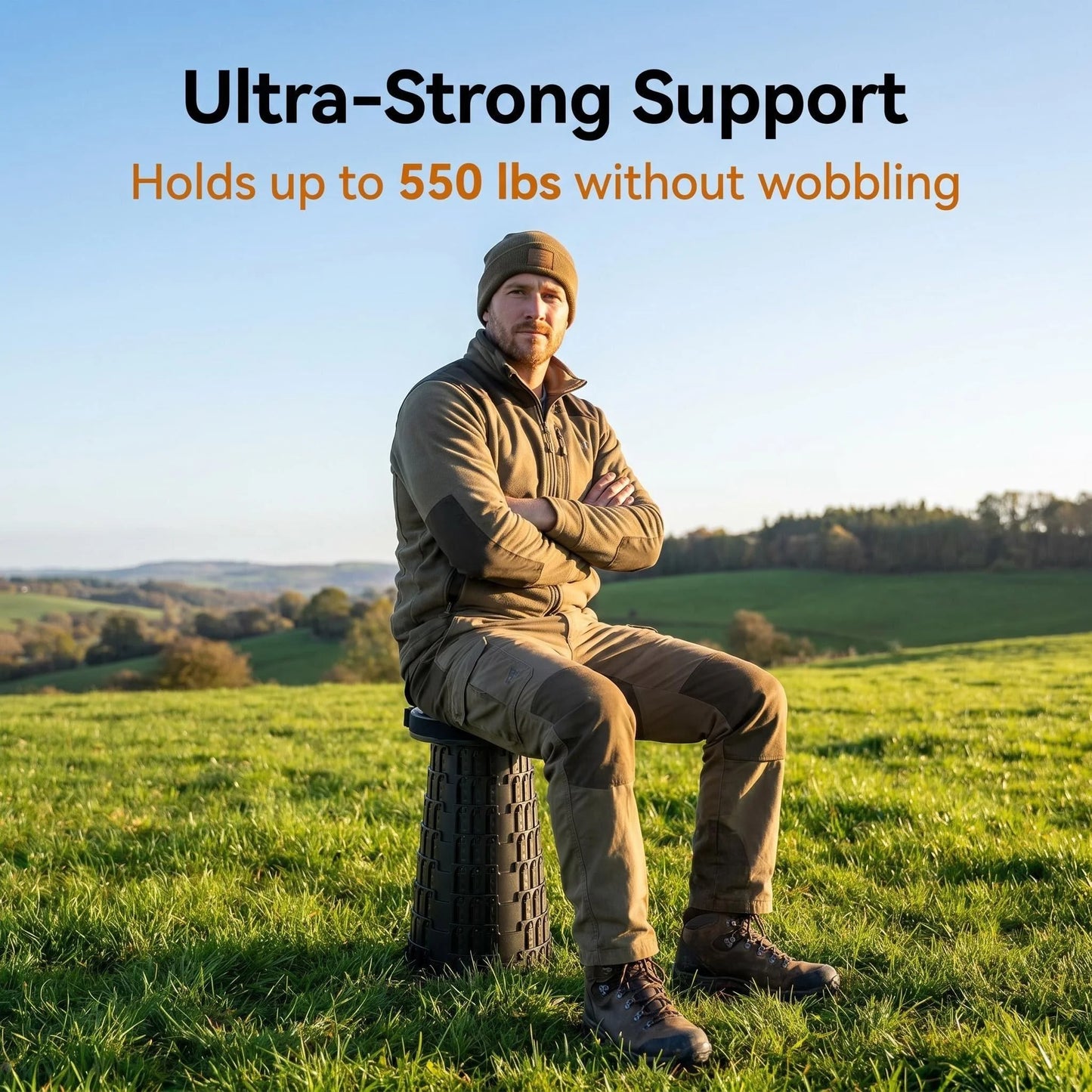 Adjustable Collapsible Camping Stool Portable Outdoor Seat For Hiking Fishing