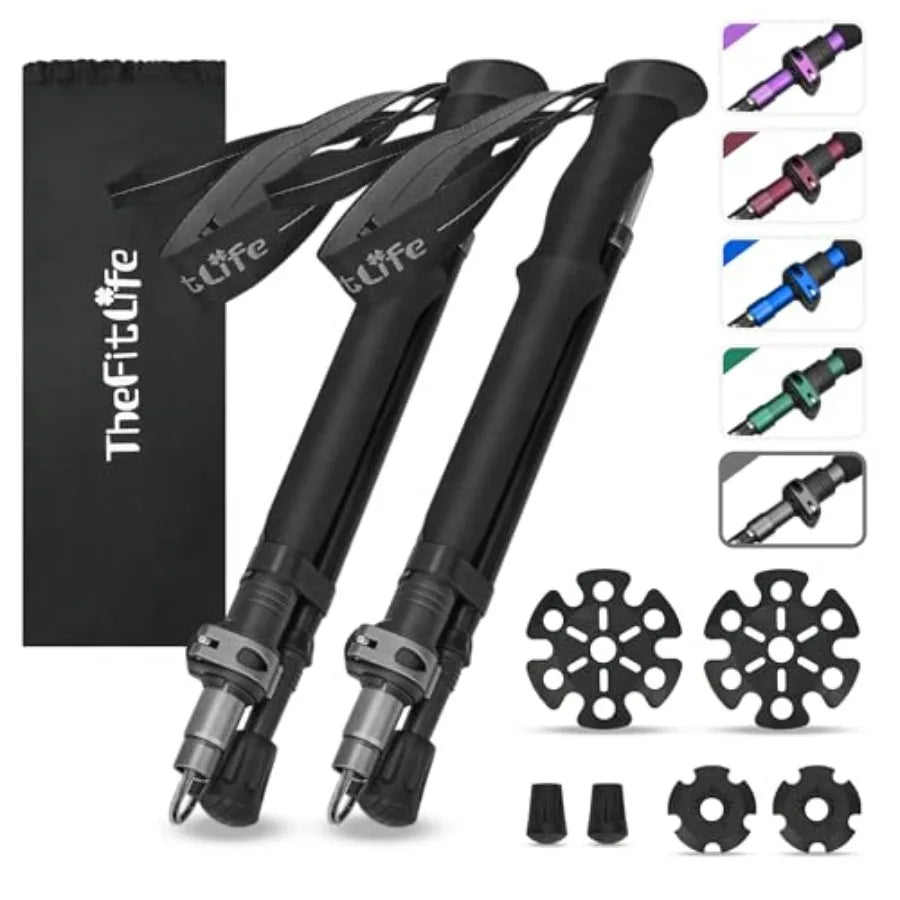 Collapsible Trekking Poles For Hiking With Extra Long Foam Handle