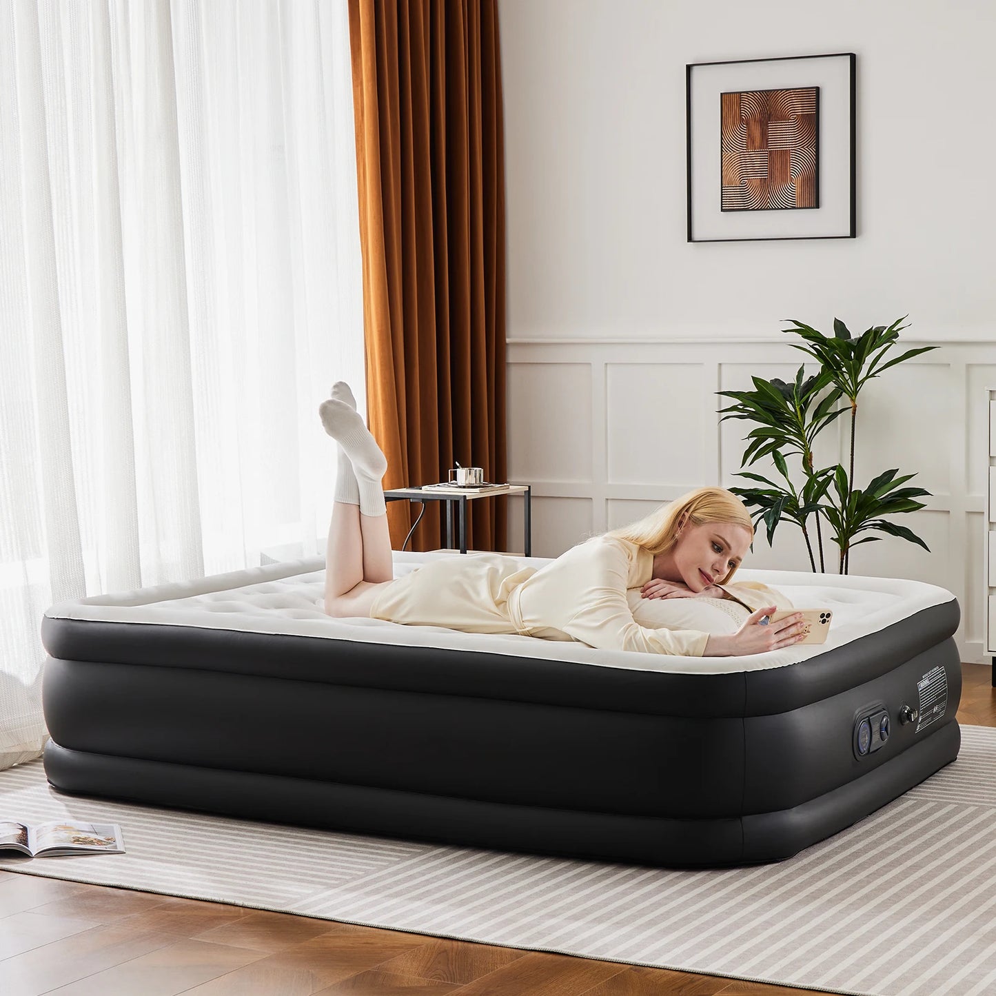 JHK Air Mattress Double Height With Non Slip Bottom