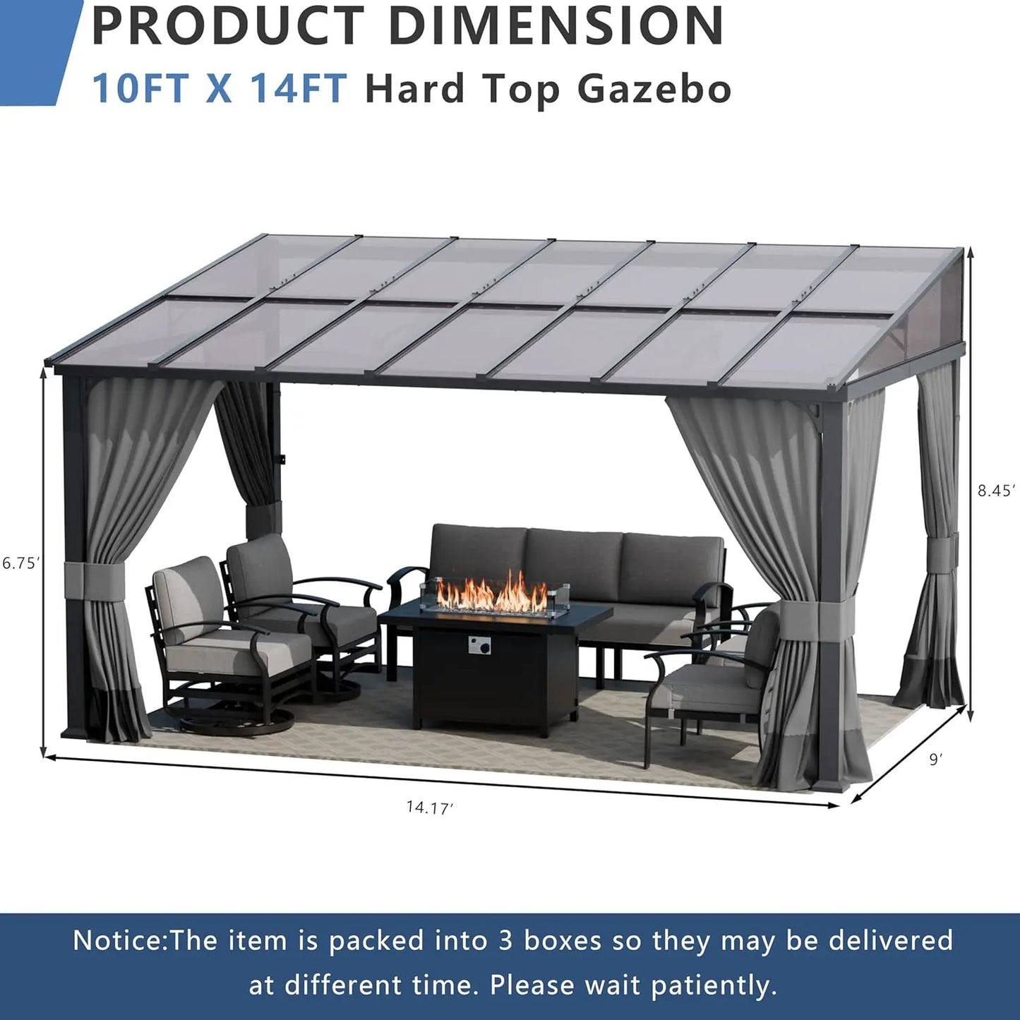 Wall Mounted Hardtop Pergola With Curtains And Netting Sunshade
