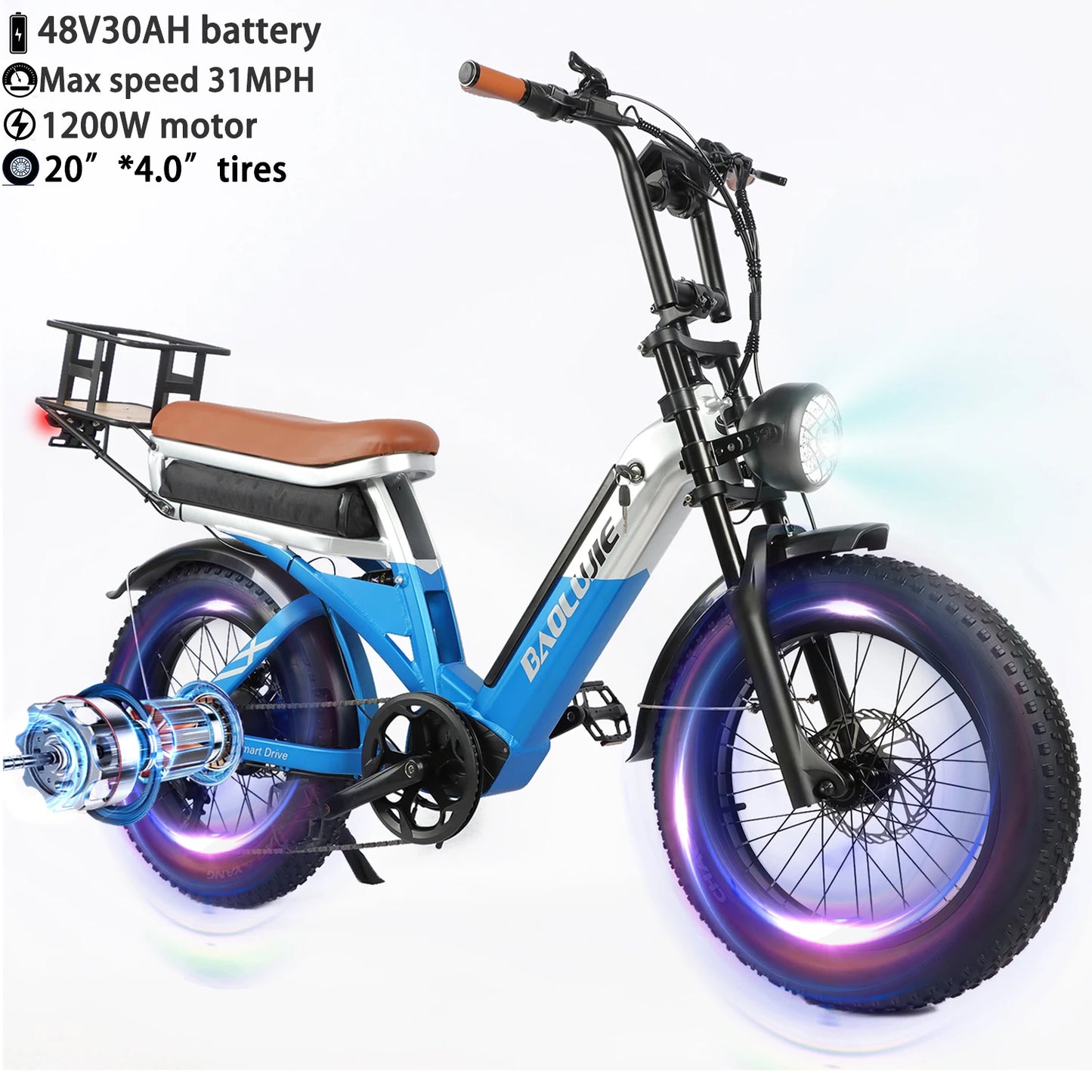 BAOLUJIE Electric Bike 1500W Peak Power E Bike for Adults