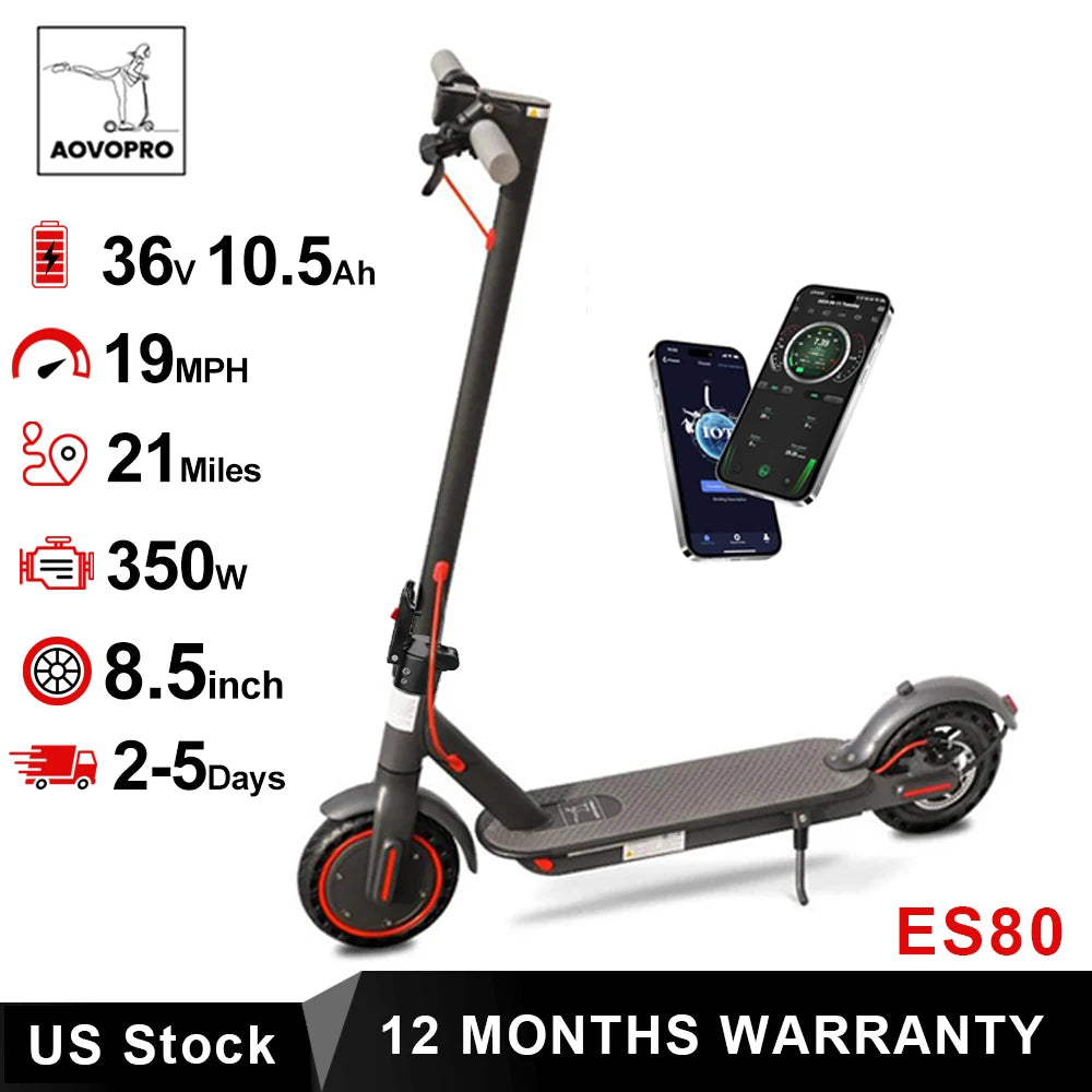 AOVOPRO ES80 Electric Scooter 350W 19MPH Foldable With App Control
