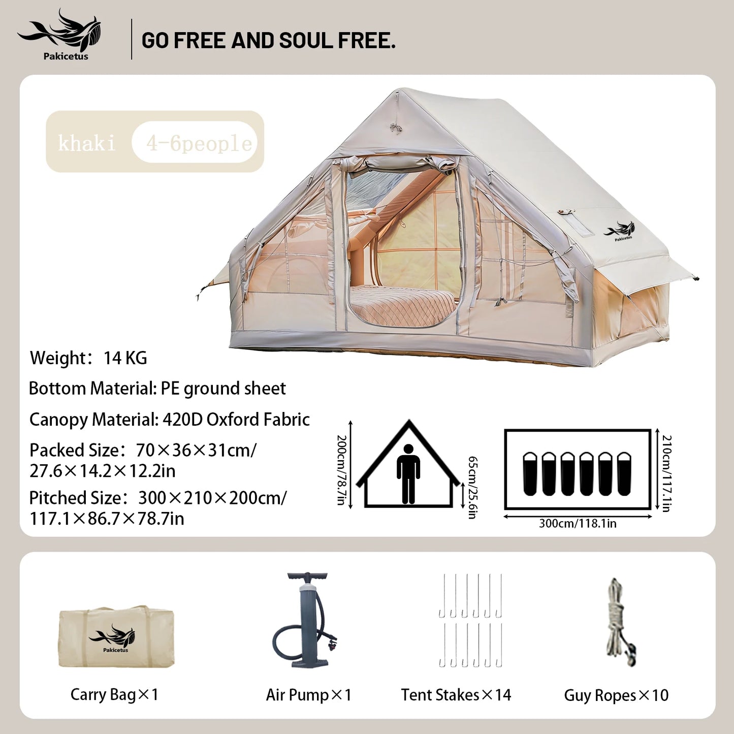 Inflatable Quick Setup Camping Tent Waterproof Family Portable Air Tent