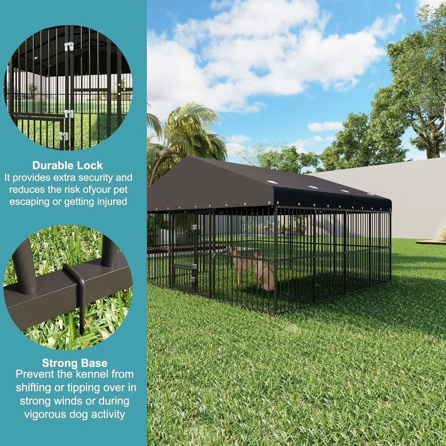 XIUWO Heavy Duty Outdoor Dog Kennel With Triple Locks