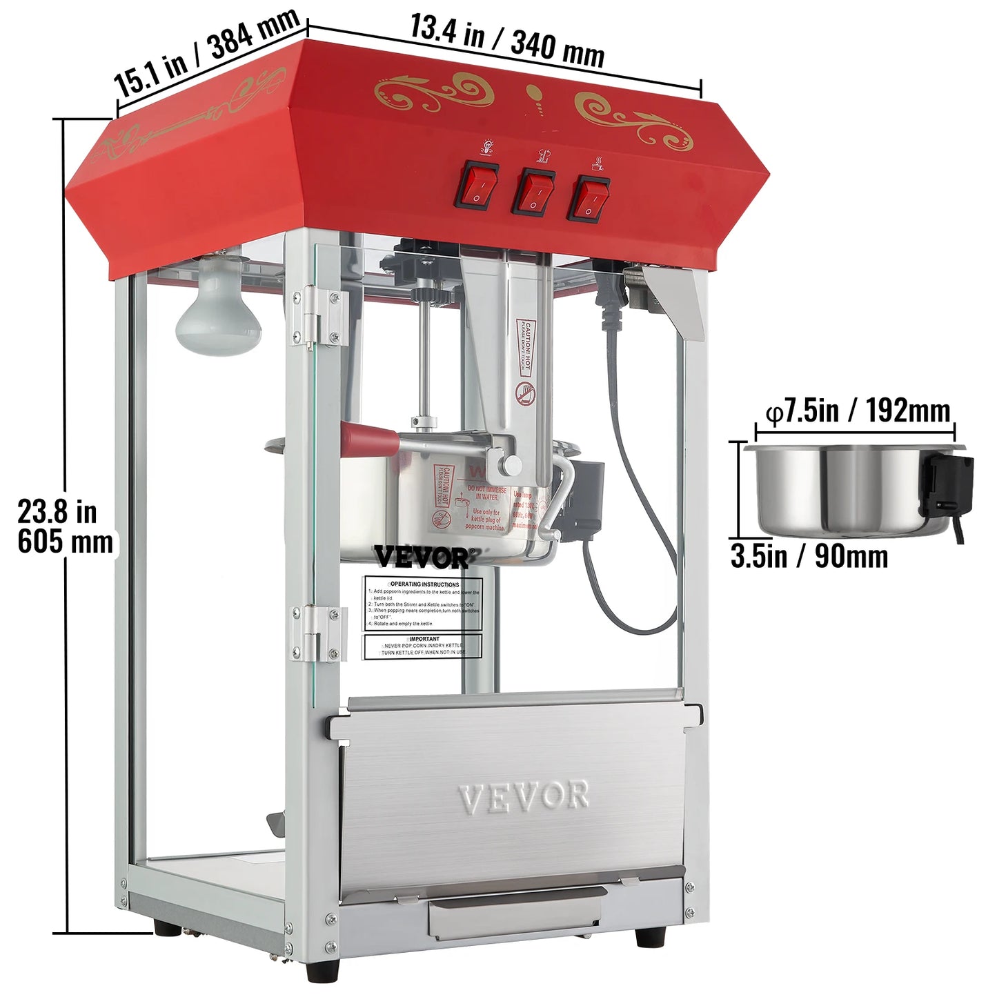 Succebuy Popcorn Maker Commercial Popper Machine SUS304 Heating Tube