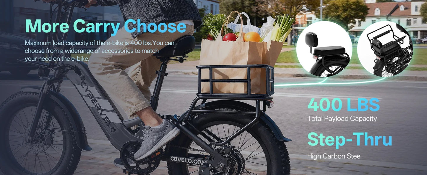CYBERVELO EK12 Step Through Electric Bike With Removable 48V Battery