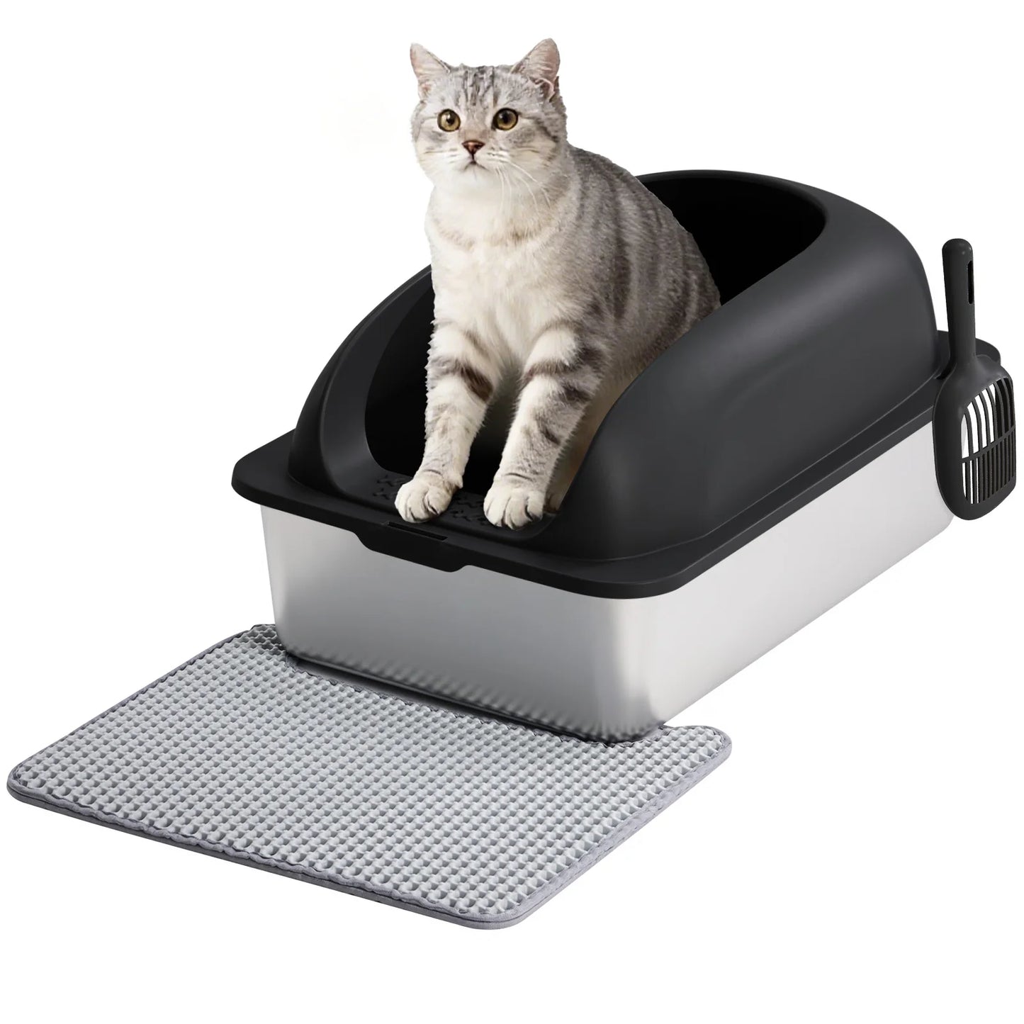 Stainless Steel Cat Litter Box With Lid Scoop Included