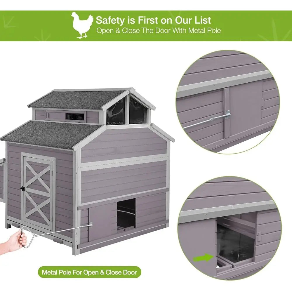 Wooden Chicken Coop With Run And Nesting, Durable Outdoor Shelter