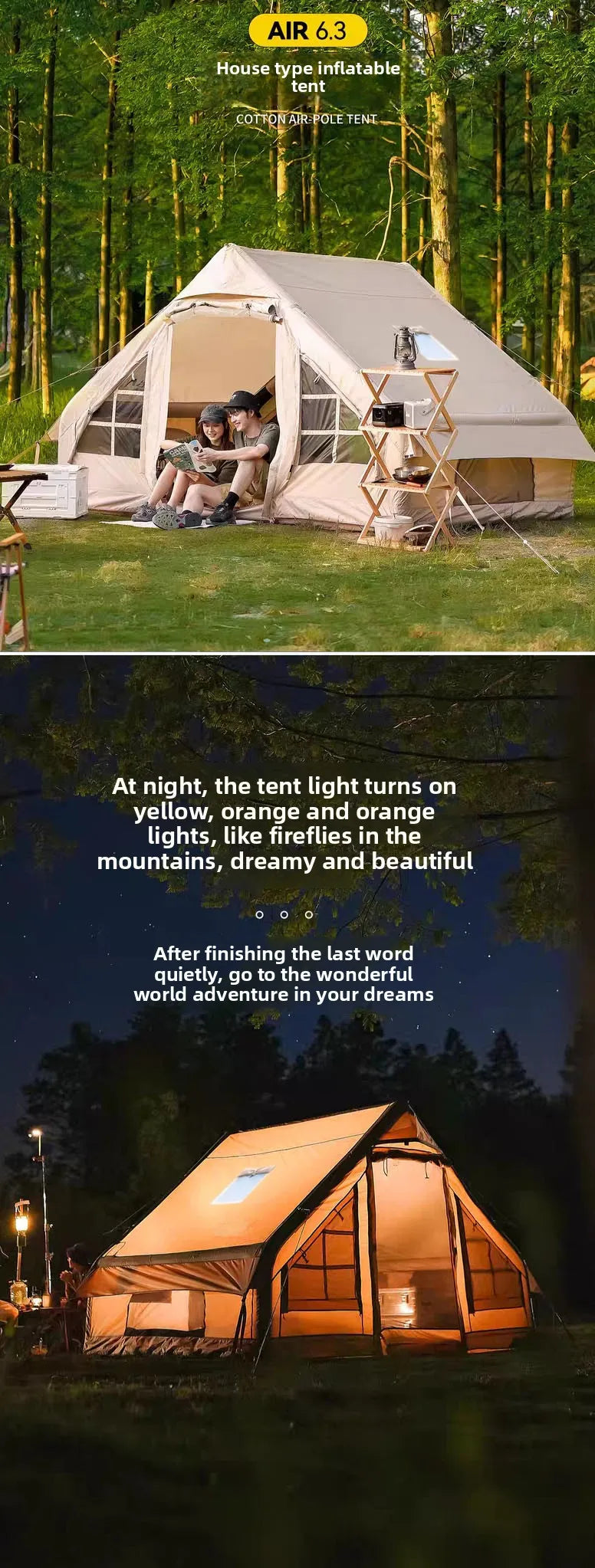 Inflatable Family Tent With Skylight Hand Pump And Chimney