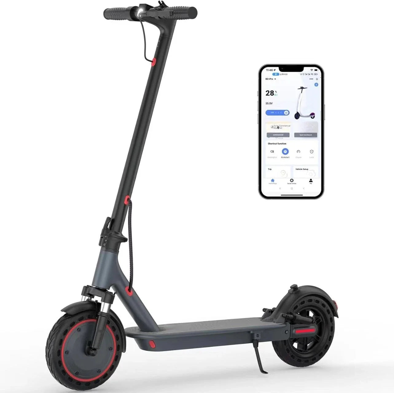 AOVOPRO TMAX 500W Electric Scooter With Tuya App Connectivity Shock Absorbing