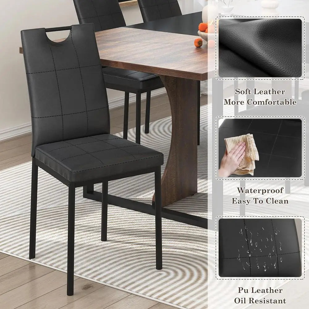 Modern Wooden Dining Set With Upholstered Chairs For Kitchen
