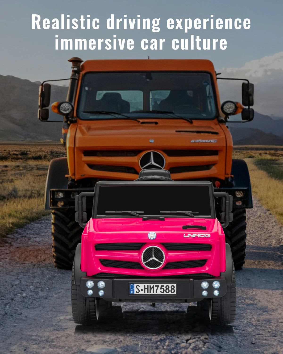 HIMEILI 12V Mercedes Benz Unimog Ride On Car For Kids Remote Control