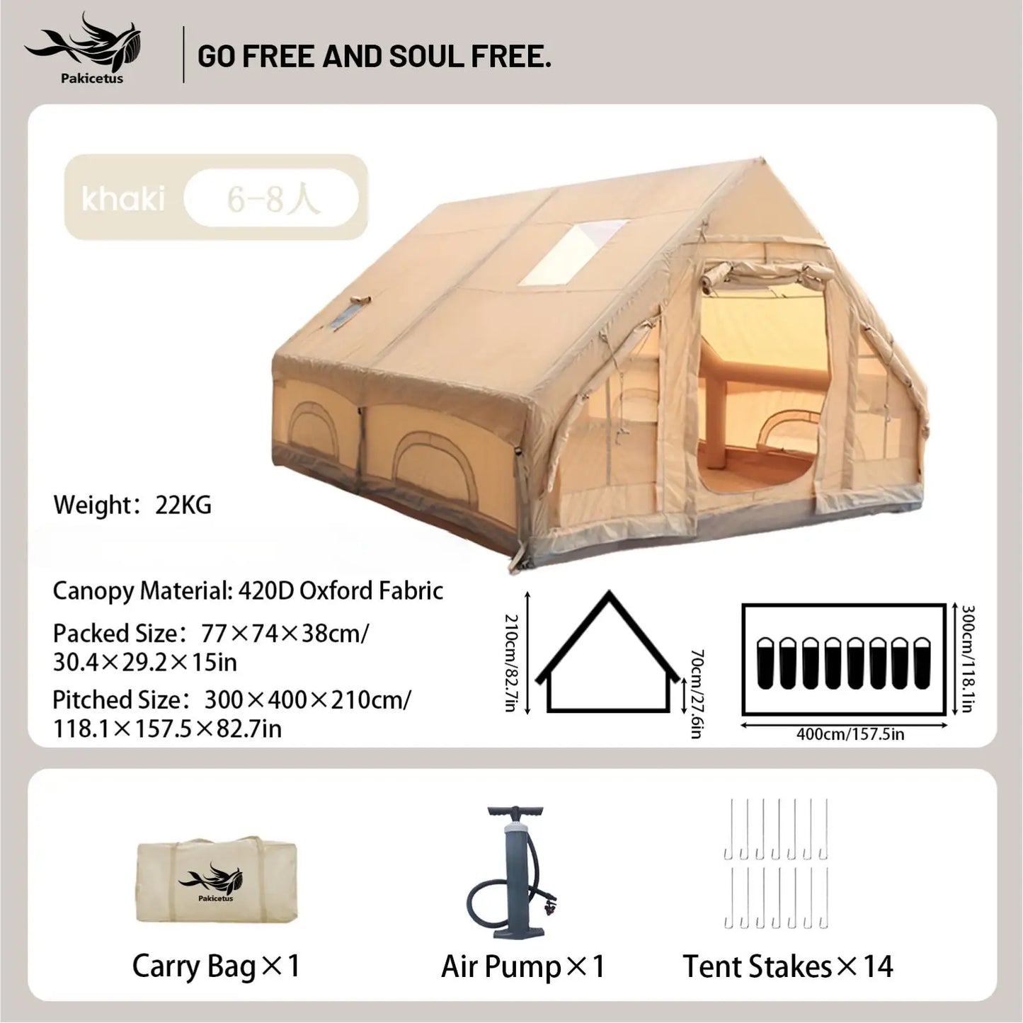 Inflatable Quick Setup Camping Tent Waterproof Family Portable Air Tent