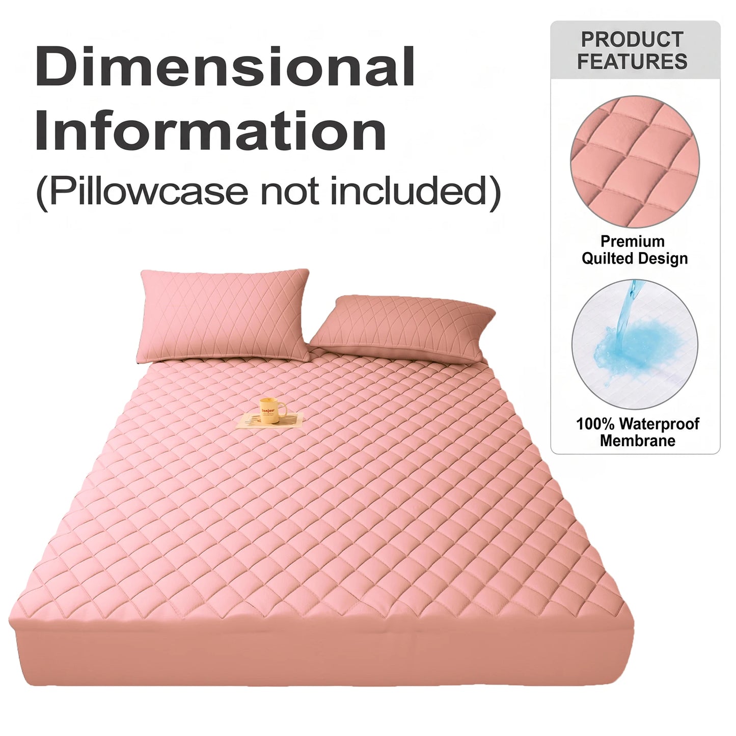 Waterproof Mattress Protector, Skin Friendly Quilted Cover With Deep Pocket