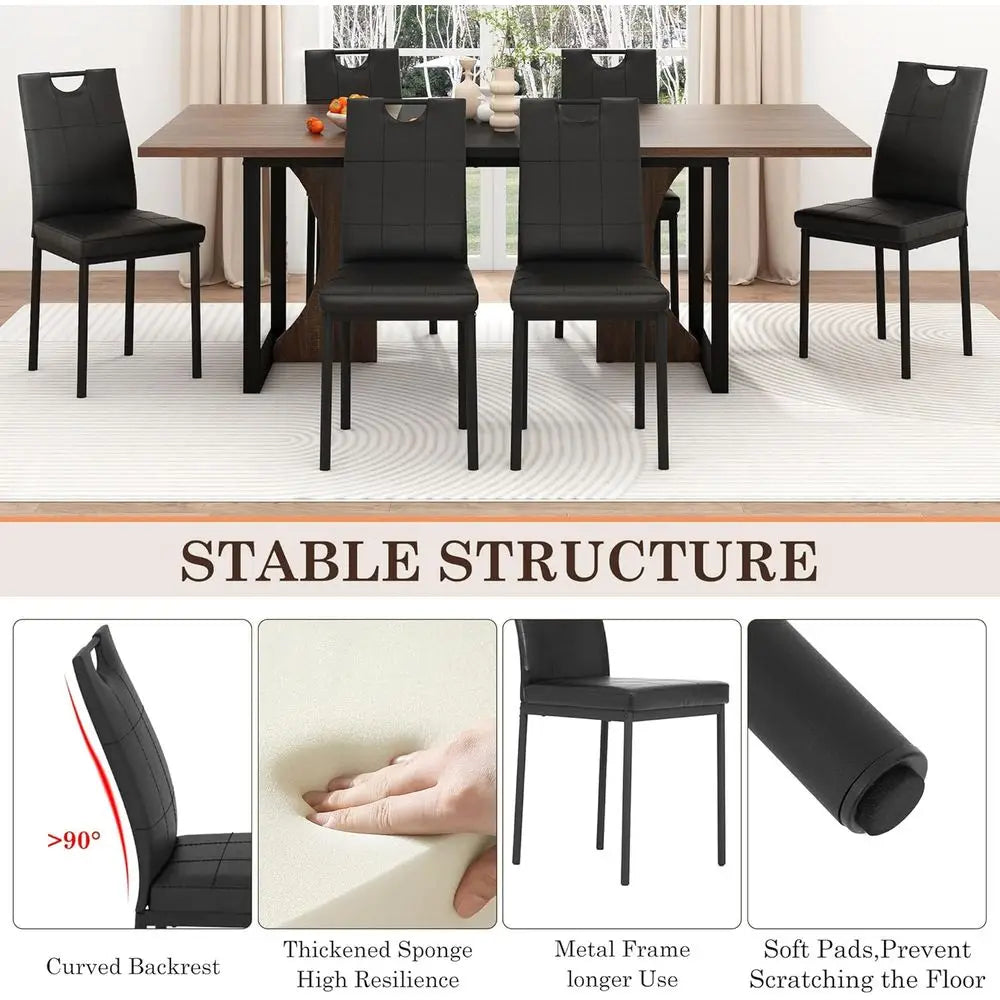 Modern Wooden Dining Set With Upholstered Chairs For Kitchen