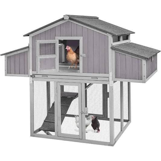 Foldable Outdoor Chicken Coop For 6-8 Chickens Weather Resistant