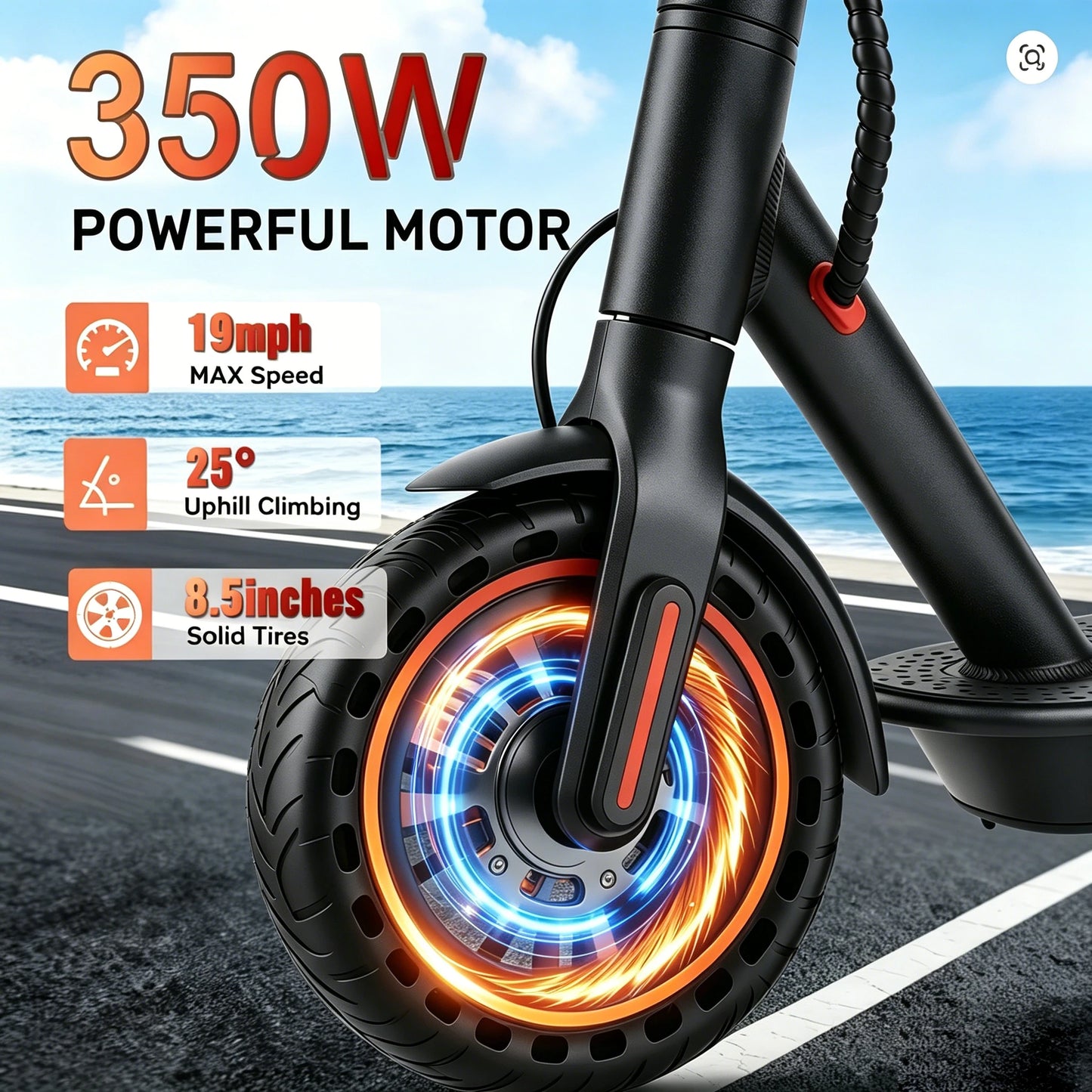 Foldable E-Scooter With LED Display, Solid Tires And Dual Brakes