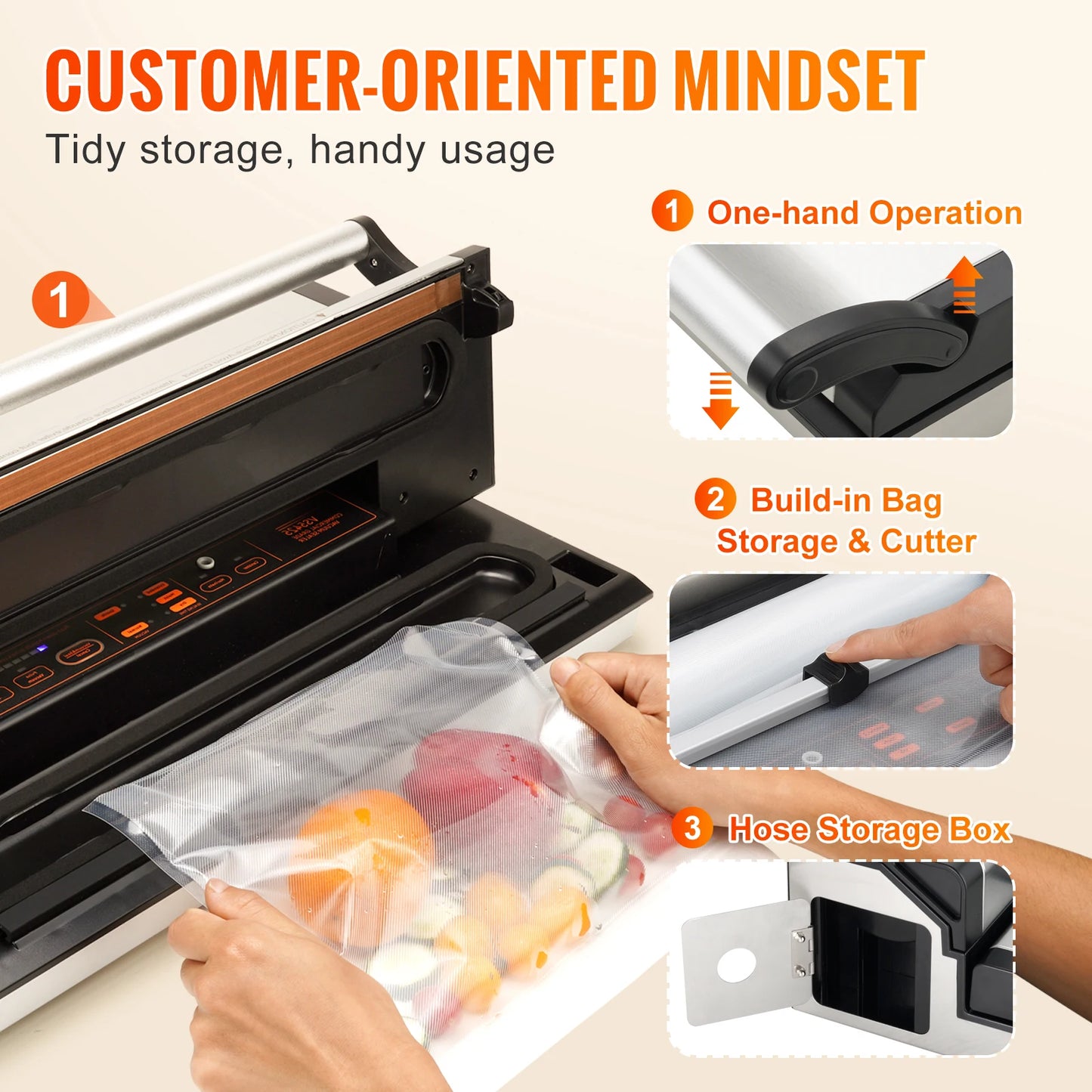 SucceBuy Automatic Vacuum Sealer Machine With Bag Roll Storage