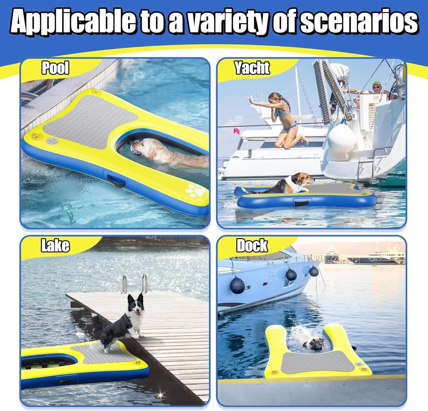 Inflatable Dog Boat Ramp With Anti Slip EVA Foam Dock Platform