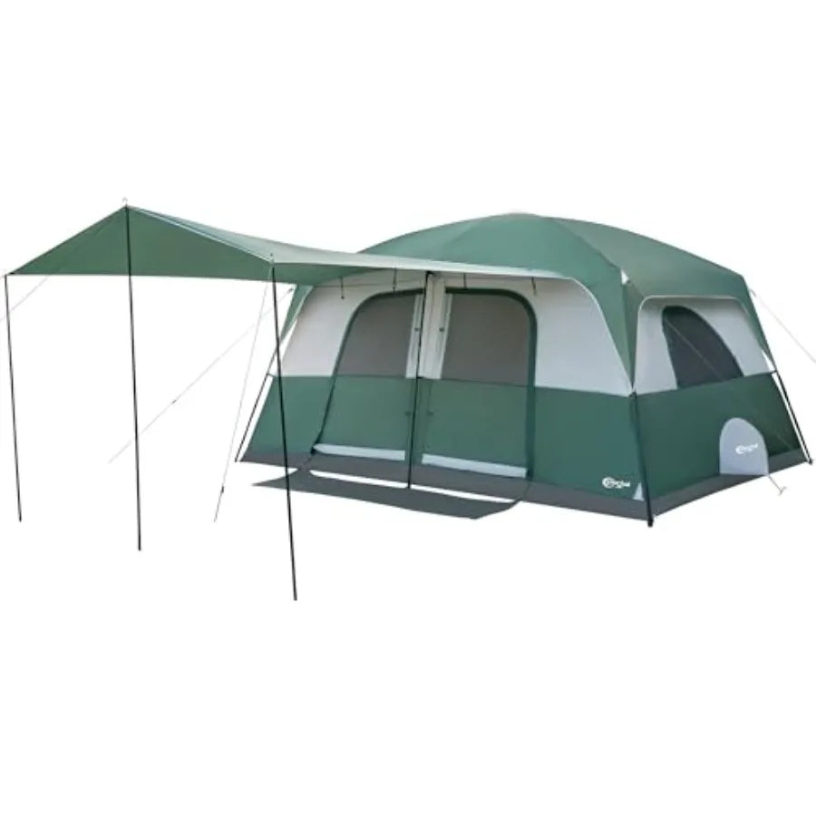 Family Camping Tent With Porch Tall Ceiling And Water Resistant Nylon