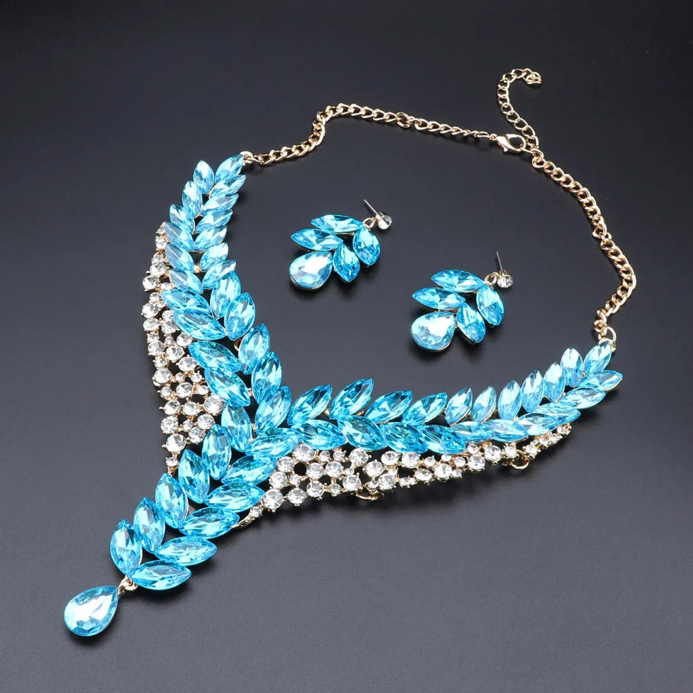 Austrian Crystal Bridal Necklace And Earring Jewelry Set