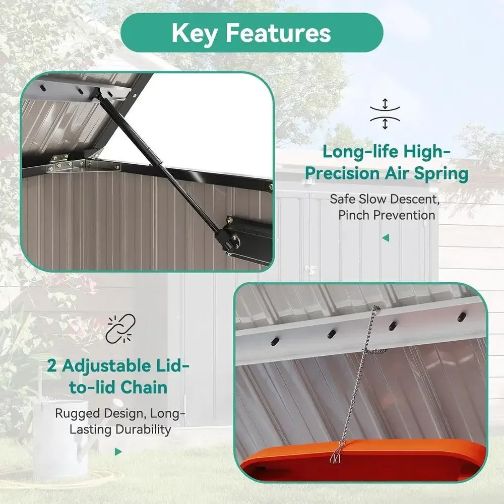 Enhanced Metal Outdoor Storage Shed for Trash Cans and Tools