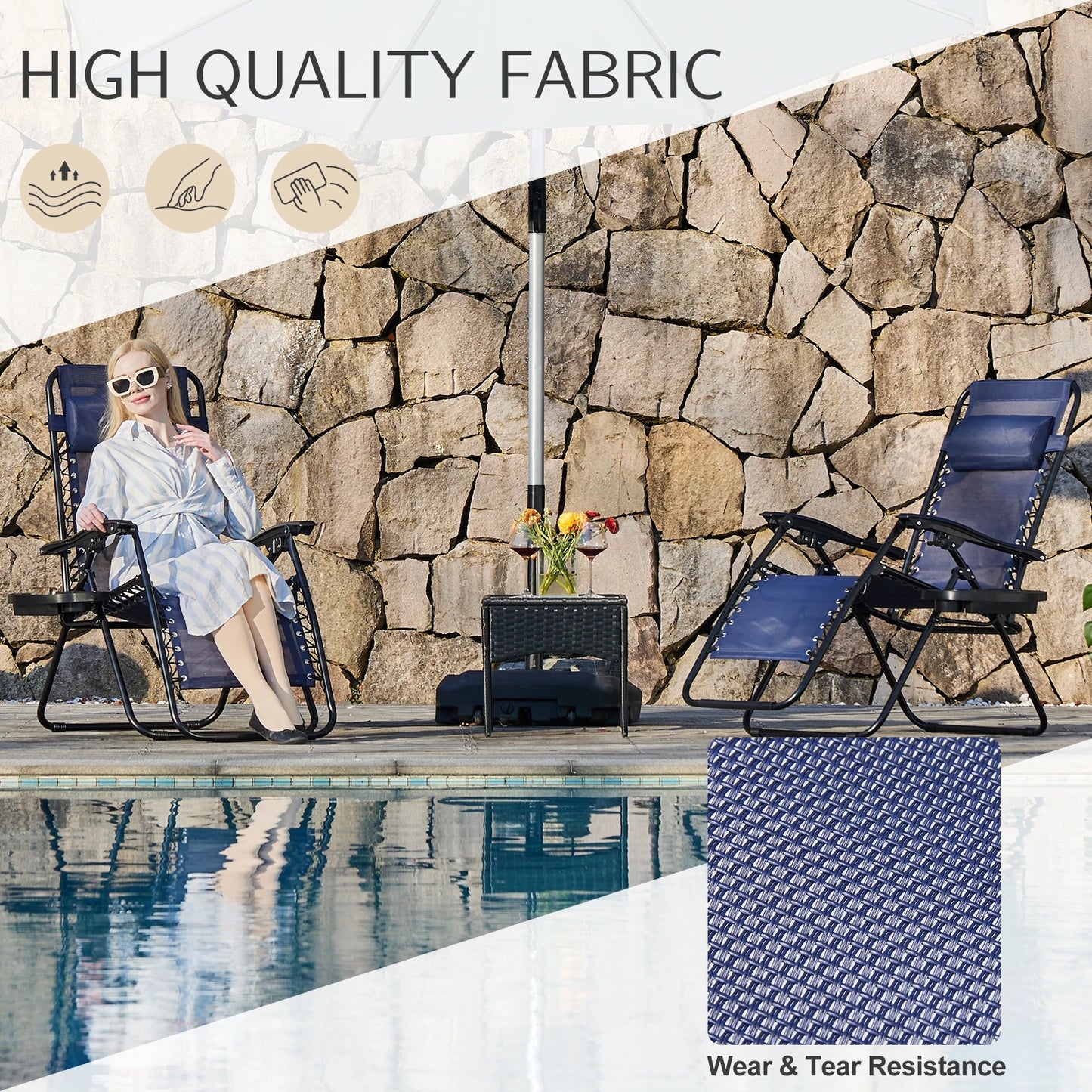 JHK Zero Gravity Two Pack Portable Recliners for Outdoor Patio
