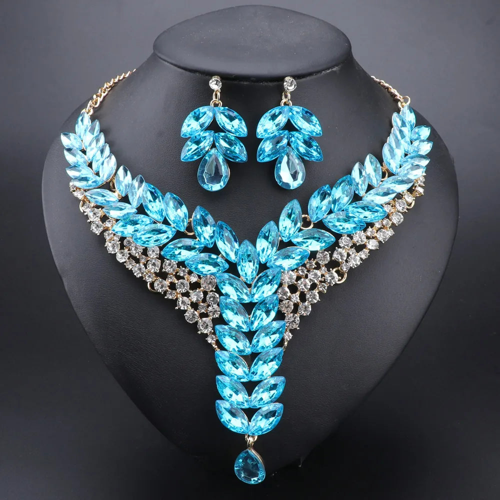 Austrian Crystal Bridal Necklace And Earring Jewelry Set