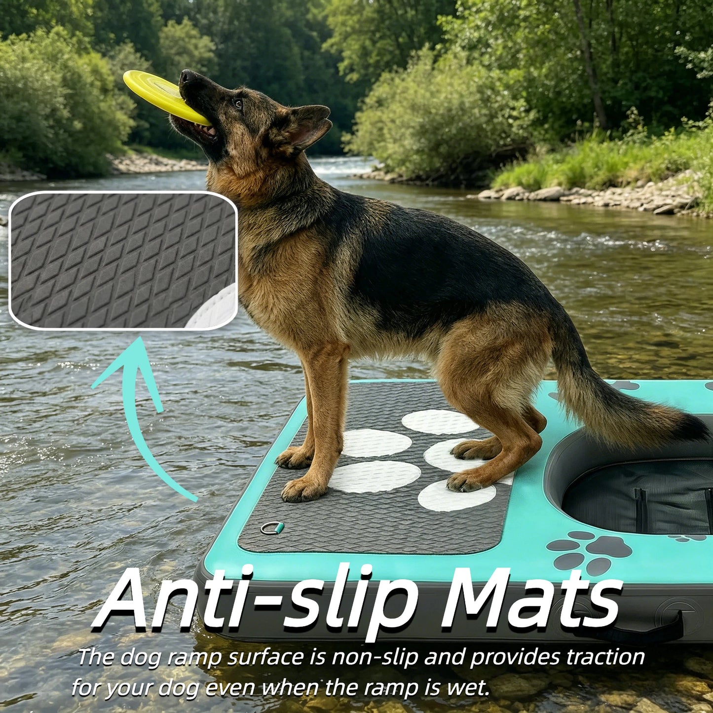 Inflatable Dog Water Ramp With Pump And Carry Bag Set