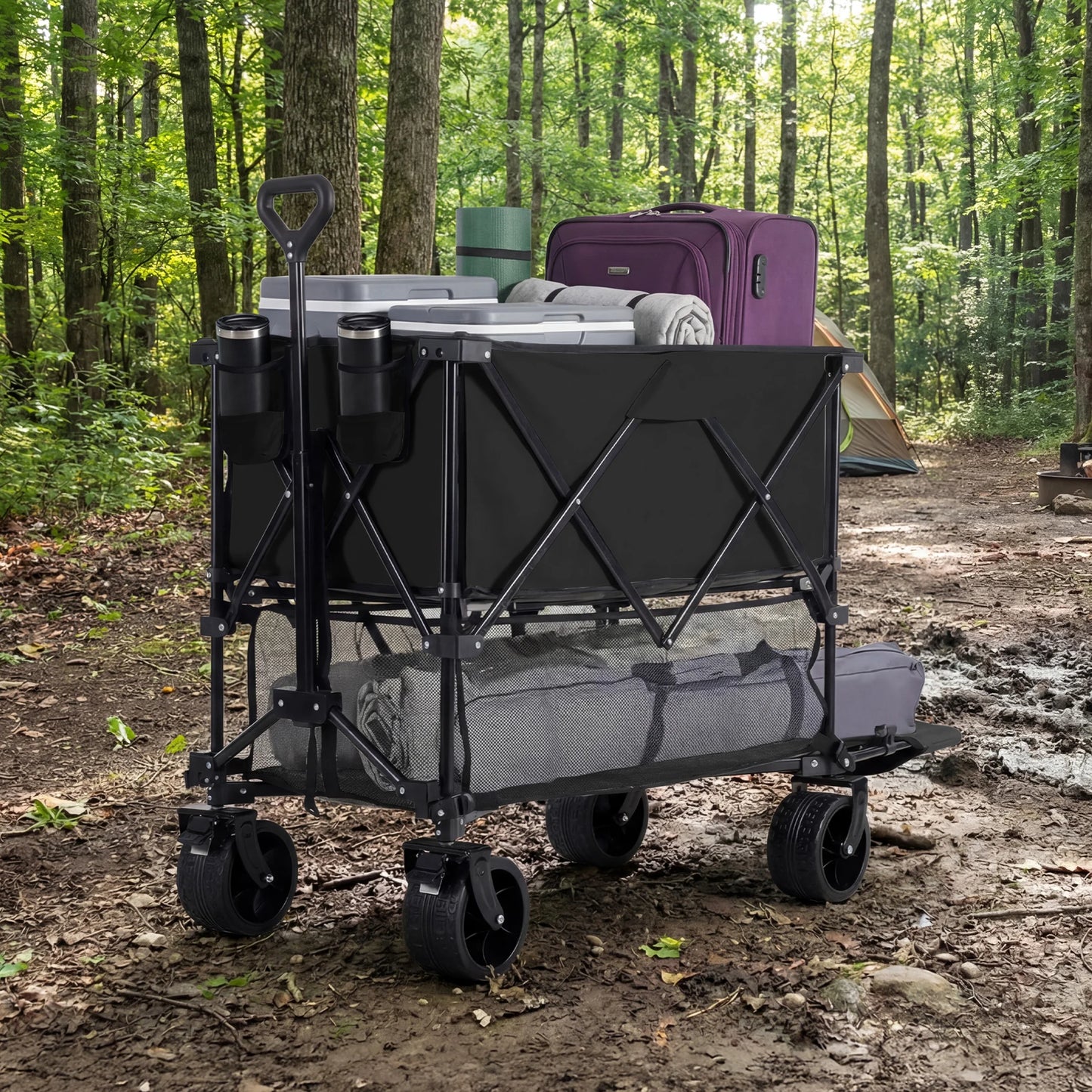 JHK Finishes Double Decker Wagon Cart 440 Lb Capacity Foldable