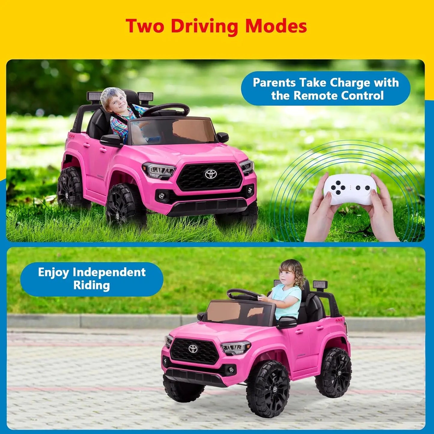 HiMISS 12V Kids Ride On Car With Remote And LEDHeadlights