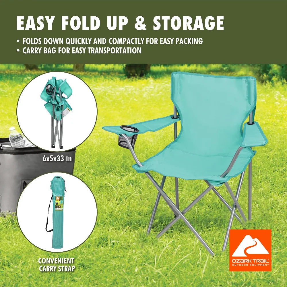 Ozark Trail Quad Folding Outdoor Camp Chair With Cup Holder
