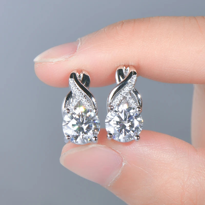 IOGOU Moissanite Jewelry Set Sterling Silver Infinity Necklace Earrings