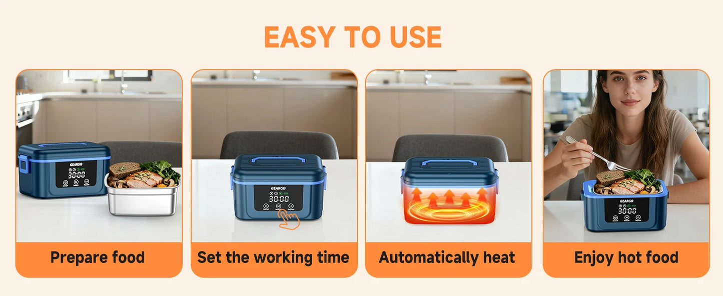 Cordless Electric Heated Lunch Box For On The Go Meals