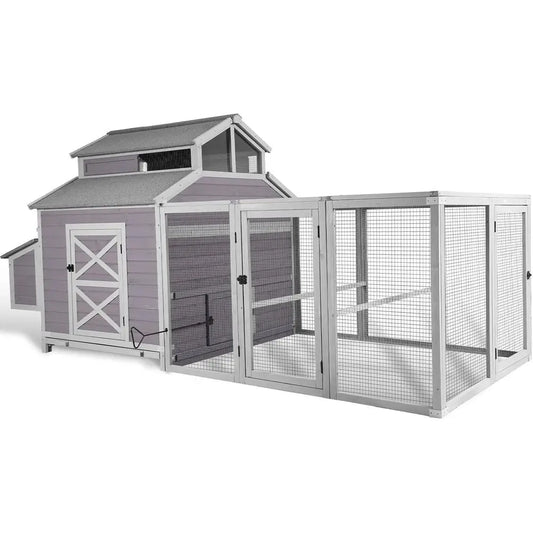 Wooden Chicken Coop With Run And Nesting, Durable Outdoor Shelter